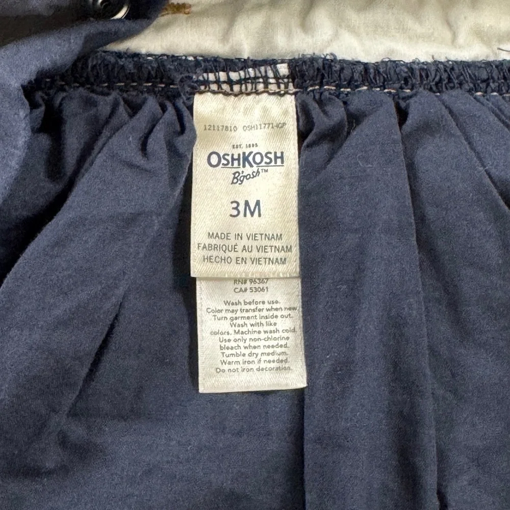 OshKosh B'gosh Girl's Size 3M Blue Denim Eyelet Overall Dress OSH11771-IGP